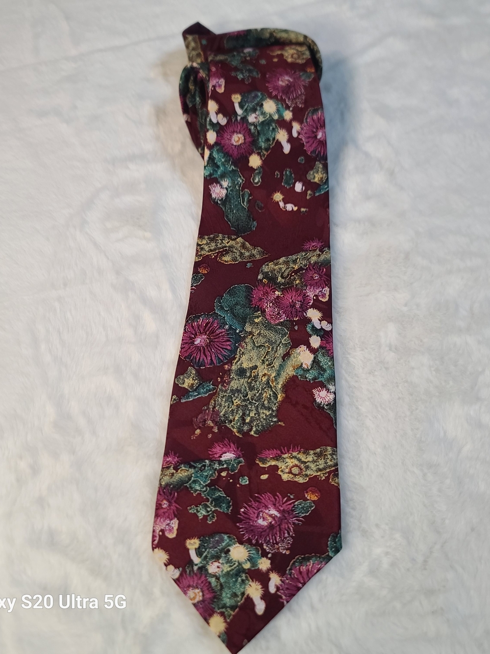 Wembley Maroon Floral Silk Tie with Green and Gold Motifs